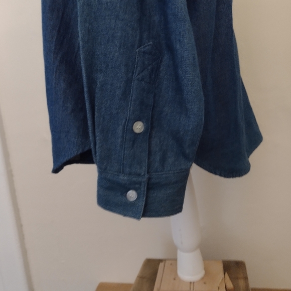 Susan Bristol Vintage Chambray Long Sleeve Embroidered Button Front Shirt Size L - Picture 8 of 11